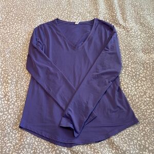 Elegant Long Sleeve V-Neck Top in Purple